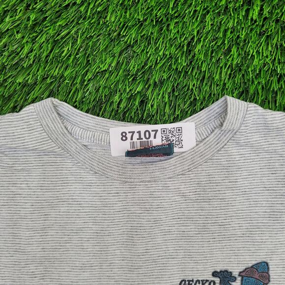 Vintage 90s Gecko Hawaii Stripes Shirt S/M 19x20 Gray USA - Picture 7 of 15